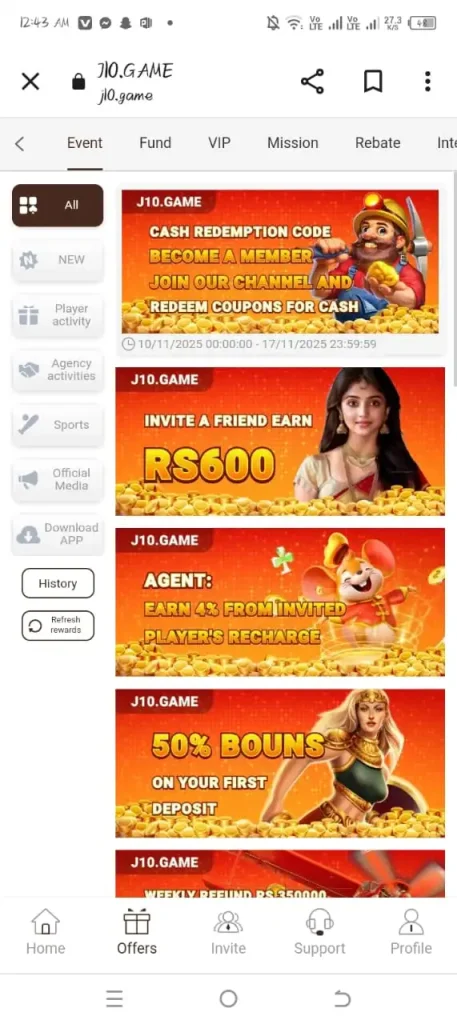 J10 Game Download APK Latest Version For Android 7 event screen